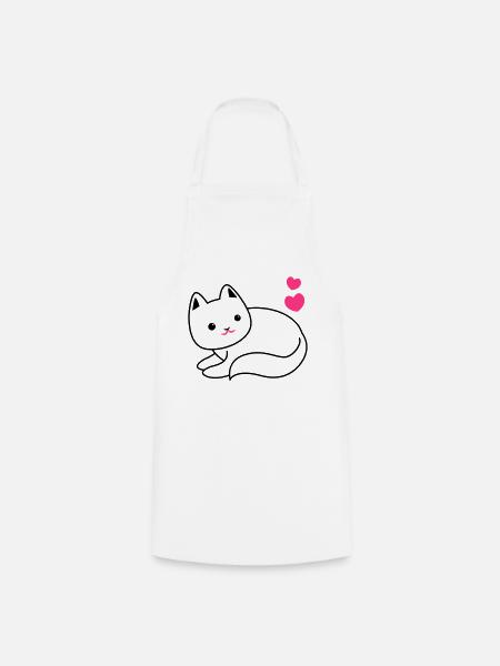 CUTIE Katze kawaii mit Herzen - Kochschürze - Weiß