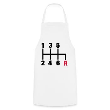 racing_gangschaltung_rueckwaerts__f2 - Cooking Apron - white - Front - AI Model Male 185 dark (185cm)