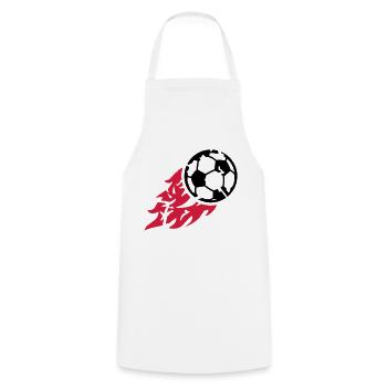 fire_soccer_ball_bx2 - Cooking Apron - white - Front - AI Model Male 185 dark (185cm)