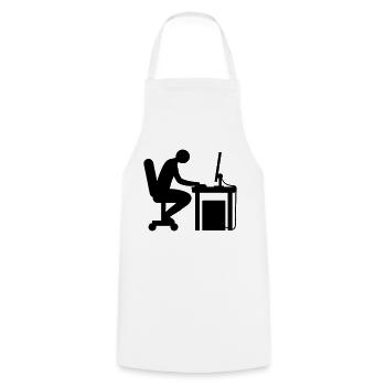 Computer Schreibtisch Nerd - Kochschürze - Weiß - Vorne - AI Model Male 185 dark (185cm)