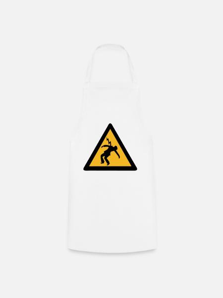 electrician lightning strike signs danger - Cooking Apron - white