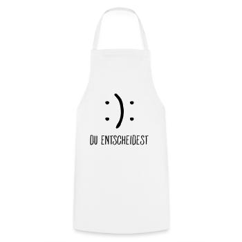 Du Entscheidest (Smiley) - Kochschürze - Weiß - Vorne - AI Model Male 185 dark (185cm)
