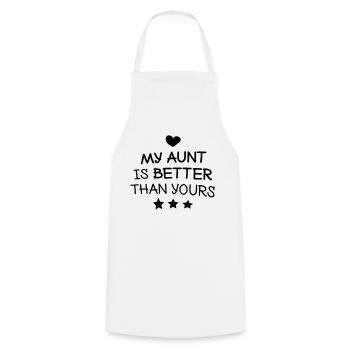 My aunt is better than yours - Cooking Apron - white - Front - AI Model Male 185 dark (185cm)