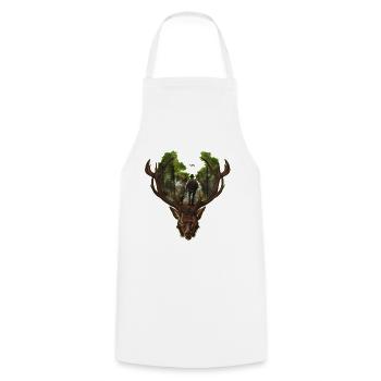 Chasseur et chien de chasse : amitié indissociable - Tablier de cuisine - blanc - Devant - AI Model Male 185 dark (185cm)