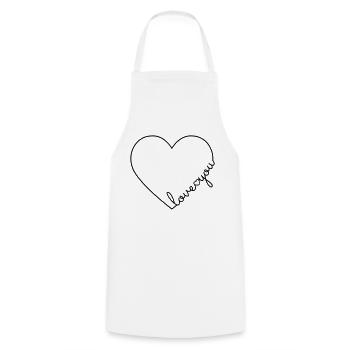 I love you heart love you heart line - Cooking Apron - white - Front - AI Model Male 185 dark (185cm)
