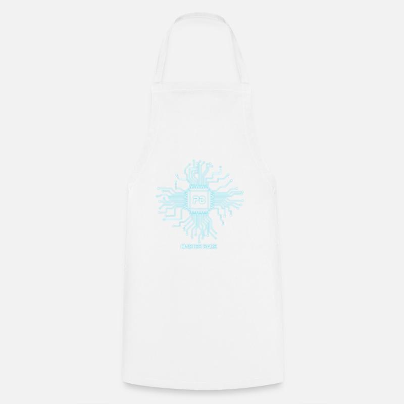 Blue PC Master Race - CPU nerd - Cooking Apron - white