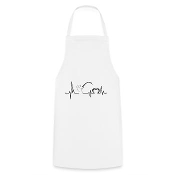 Angler heartbeat fishing gift fishing angler - Cooking Apron - white - Front - AI Model Male 185 dark (185cm)