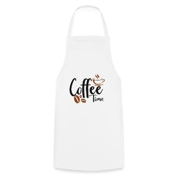 Café en grains tasse caféine cadeau café - Tablier de cuisine - blanc - Devant - AI Model Male 185 dark (185cm)