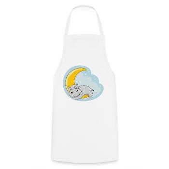 Cute sleeping hippo on the moon - Cooking Apron - white - Front - AI Model Male 185 dark (185cm)