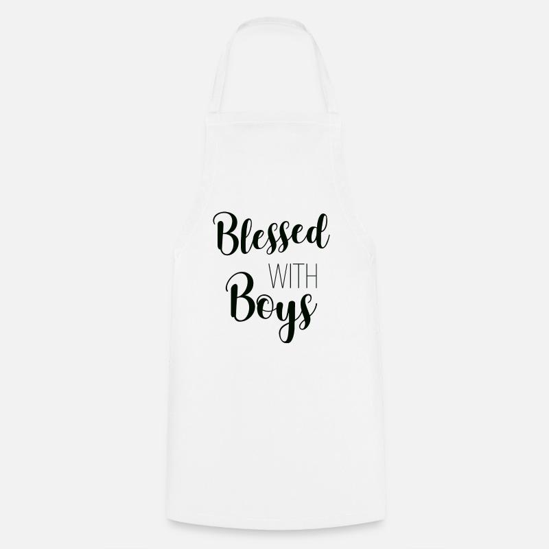 Blessed With Boys For Kids Tshirt - Cooking Apron - white