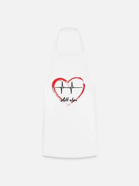 Heartbeat Heart Life Still Alive Pulse Heart Love - Tablier de cuisine - blanc