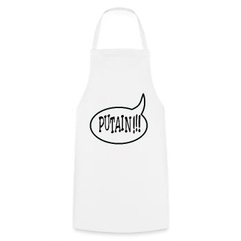 Putain !!! - Tablier de cuisine - blanc - Devant - AI Model Male 185 dark (185cm)