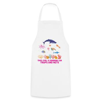 Girl Net Boat Marine Biologist Biology Ocean - Cooking Apron - white - Front - AI Model Male 185 dark (185cm)