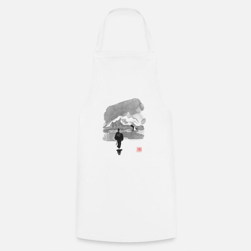 samurai and storke - Tablier de cuisine - blanc