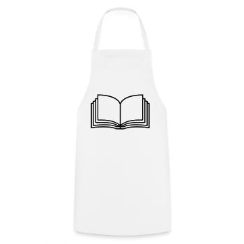Novel Open Book Pages - Cooking Apron - white - Front - AI Model Male 185 dark (185cm)