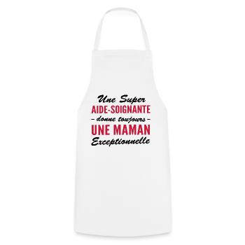 super aide-soignante - maman exceptionnelle - Tablier de cuisine - blanc - Devant - AI Model Male 185 dark (185cm)