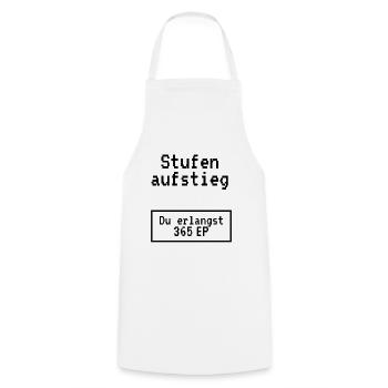 Stufenaufstieg Geburtstagsgeschenk - Kochschürze - Weiß - Vorne - AI Model Male 185 dark (185cm)