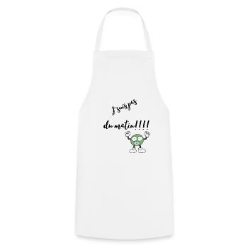 J’suis pas du matin - Tablier de cuisine - blanc - Devant - AI Model Male 185 dark (185cm)