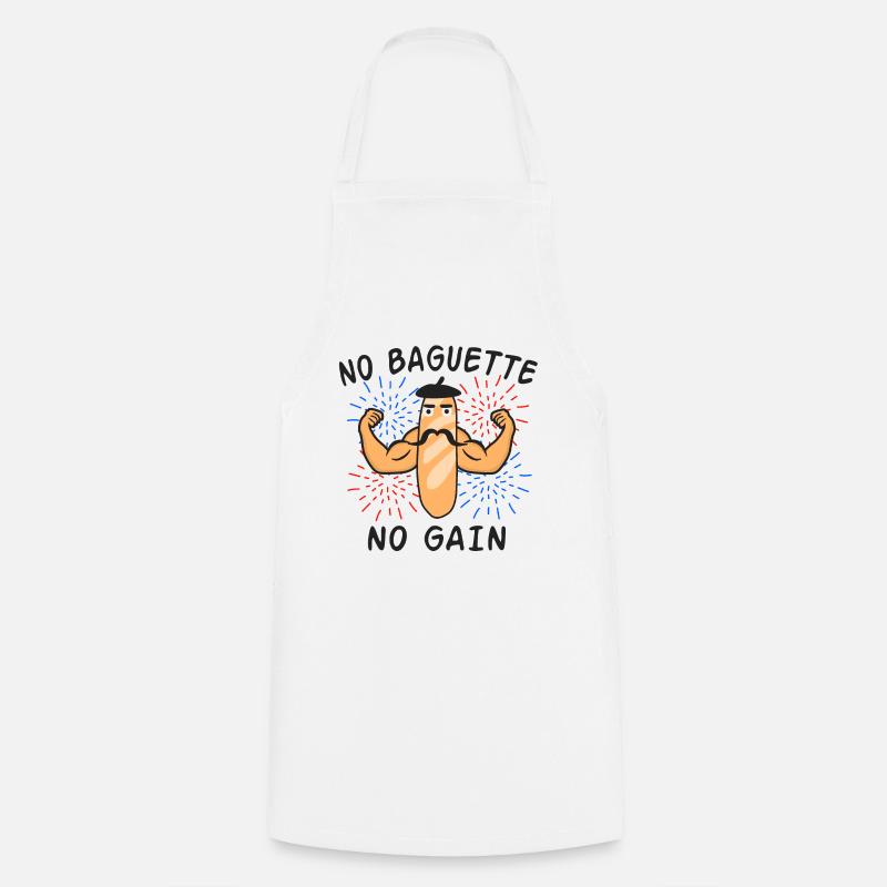 No Baguette No Gain, Word Game Bread - Cooking Apron - white