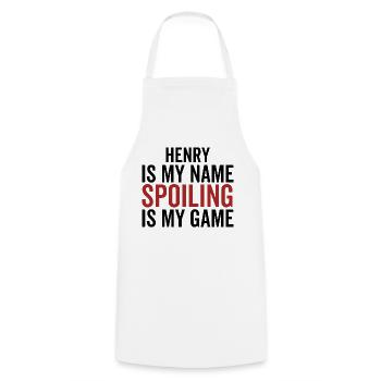 Henry is My Name Spoiling is My Game - Cooking Apron - white - Front - AI Model Male 185 dark (185cm)