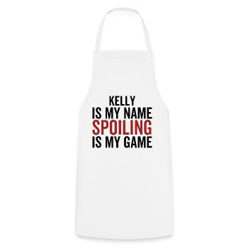 Kelly est mon nom Spoiling est mon jeu - Tablier de cuisine - blanc - Devant - AI Model Male 185 dark (185cm)