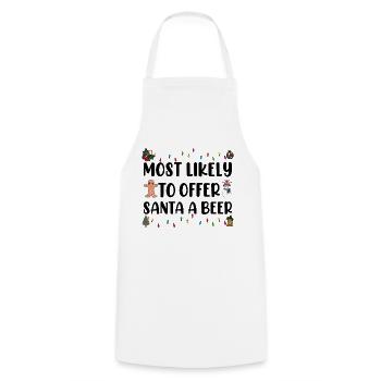 Most Likely To Offer Santa A Beer Funny Drinking - Cooking Apron - white - Front - AI Model Male 185 dark (185cm)