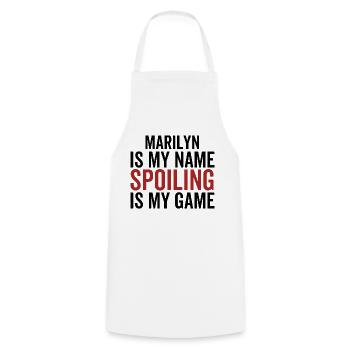 Marilyn est mon nom Spoiling est mon jeu - Tablier de cuisine - blanc - Devant - AI Model Male 185 dark (185cm)