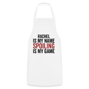 Rachel is My Name Spoiling is My Game - Cooking Apron - white - Front - AI Model Male 185 dark (185cm)
