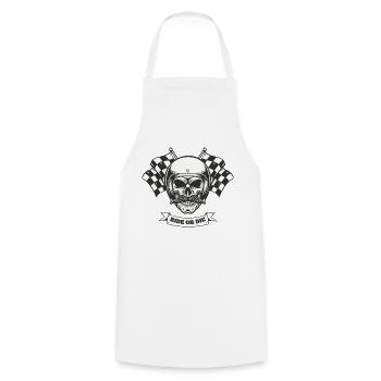 Totenkopf Motorradfahrer Ride Or Die - Kochschürze - Weiß - Vorne - AI Model Male 185 dark (185cm)