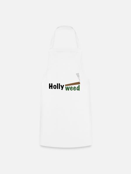 HollyWeed dark - Kochschürze - Weiß
