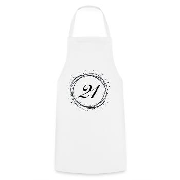 21 - Cooking Apron - white - Front - AI Model Male 185 dark (185cm)