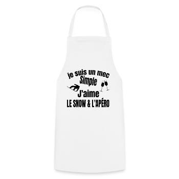 snow et apéro - Tablier de cuisine - blanc - Devant - AI Model Male 185 dark (185cm)
