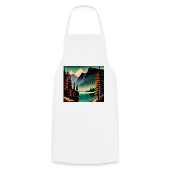 Retro mountain range with lake - Cooking Apron - white - Front - AI Model Male 185 dark (185cm)
