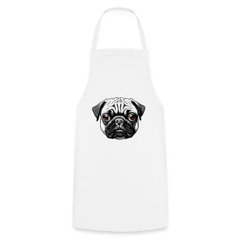 Mops Design Grafik Druck Motiv - Kochschürze - Weiß - Vorne - AI Model Male 185 dark (185cm)