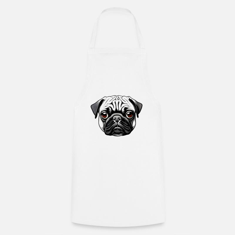 Pug Design Motif d’impression graphique - Tablier de cuisine - blanc