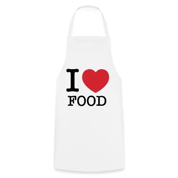 I Love Food | I Heart Food | Food - Cooking Apron - white - Front - AI Model Male 185 dark (185cm)