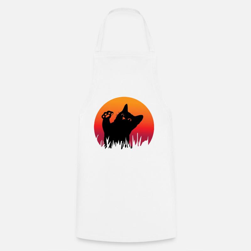 Cute cat - black cat - Cooking Apron - white