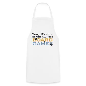 Boardgame Chess Backgammon Game Night - Cooking Apron - white - Front - AI Model Male 185 dark (185cm)