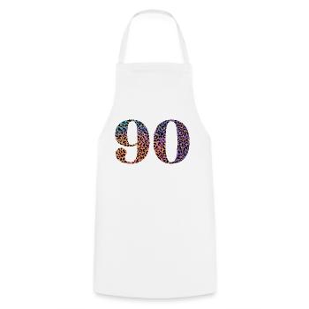 90th Birthday Leopard - Cooking Apron - white - Front - AI Model Male 185 dark (185cm)
