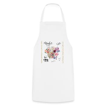 Flower Power Junggesellinnenabschied - Bride to be - Kochschürze - Weiß - Vorne - AI Model Male 185 dark (185cm)