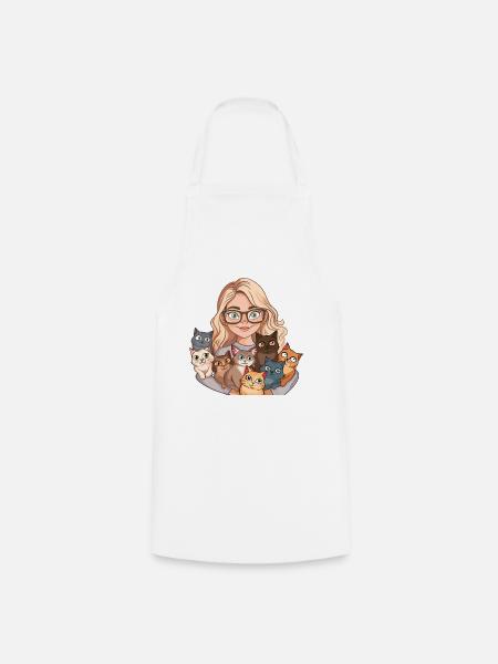 Cat Lady Katzen Frau Mädchen I Love Cats Lustig - Kochschürze - Weiß