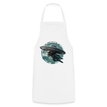 OVNI EXTRATERRESTRE, SPACE INVANDER - Tablier de cuisine - blanc - Devant - AI Model Male 185 dark (185cm)