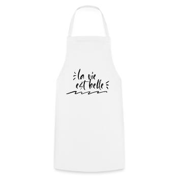 La vie est belle - Cooking Apron - white - Front - AI Model Male 185 dark (185cm)