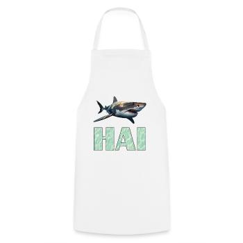 Grand requin blanc - Tablier de cuisine - blanc - Devant - AI Model Male 185 dark (185cm)