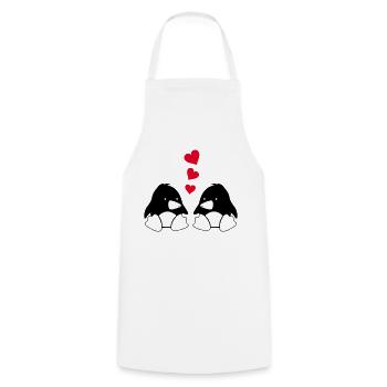 Pingouins amoureux 001 - Tablier de cuisine - blanc - Devant - AI Model Male 185 dark (185cm)