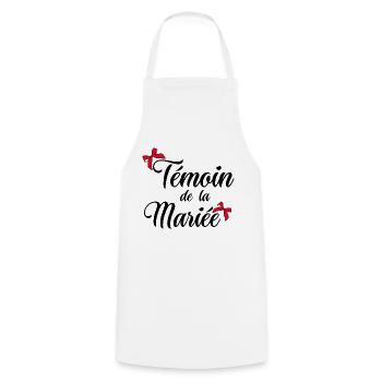 Témoin de la mariée noeud - Tablier de cuisine - blanc - Devant - AI Model Male 185 dark (185cm)
