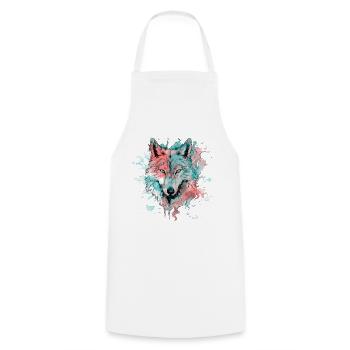 Wolf Wolf Head Predator Forest Nature Wilderness Art - Cooking Apron - white - Front - AI Model Male 185 dark (185cm)