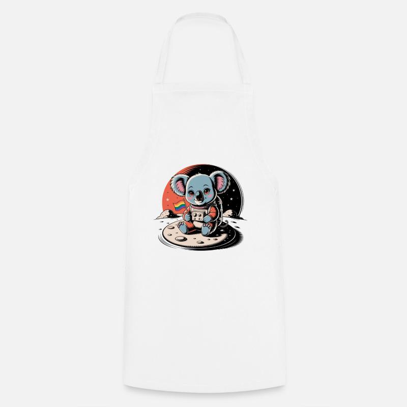 Astronaut koala with rainbow flag in space - Cooking Apron - white