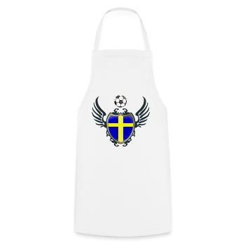 Football Suède (écusson et ailes) - Tablier de cuisine - blanc - Devant - AI Model Male 185 dark (185cm)