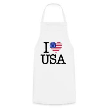 I love USA - Cooking Apron - white - Front - AI Model Male 185 dark (185cm)